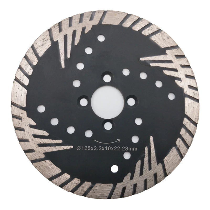 

DB59 Protective Teeth Diamond Cutting Disc 5 Inch D125mm Sintered Turbo Continuous Rim Disk Granite Cutting Blades 10PCS