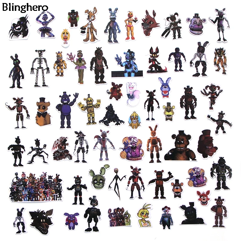 10 компл./лот Blinghero «Five Nights at Freddy's», «пять ночей 58 шт./компл. наклейки "медведь" Skateborad автомобиля Стикеры s Чемодан Стикеры Прохладный наклейки на BH0124