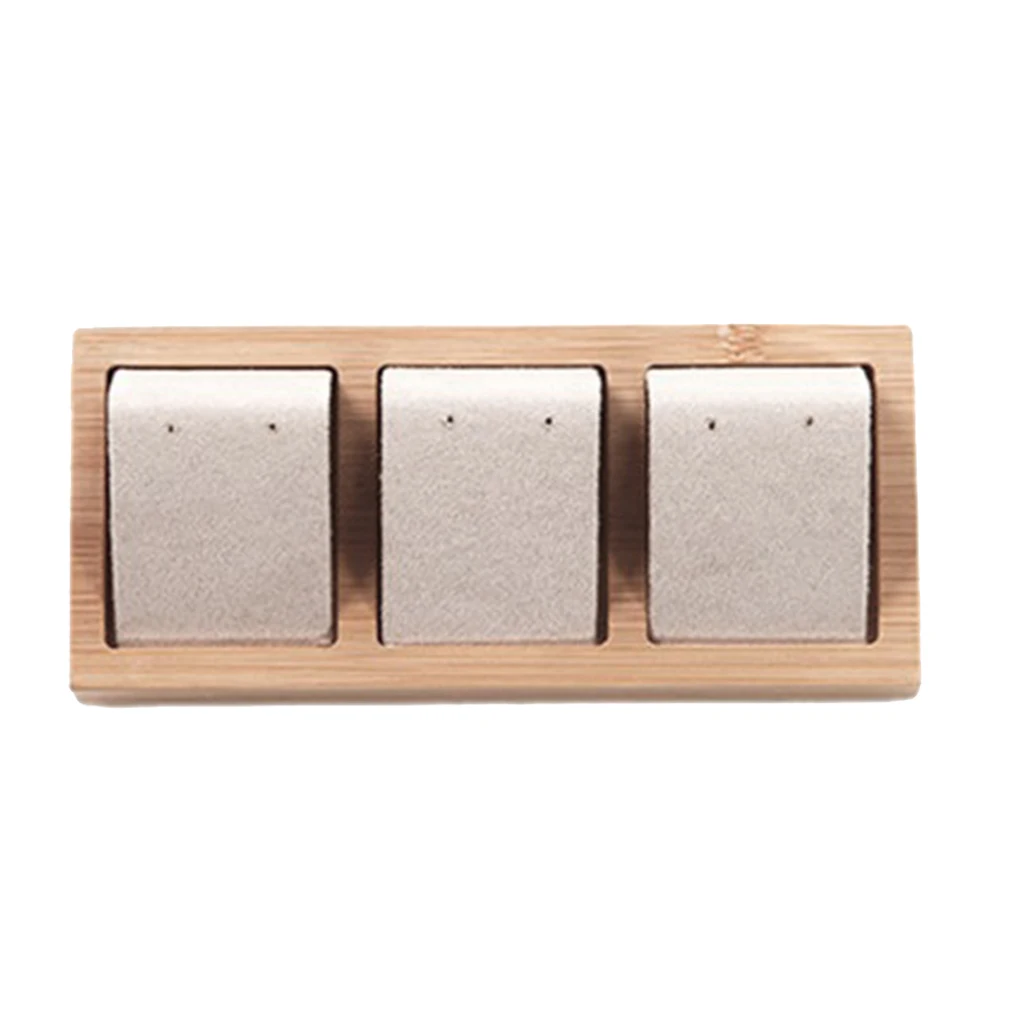 Beige 3 пара серег карты, бархат/кожзам Бамбуковые серьги дисплей держатель карты для ювелирных изделий вспомогательный дисплей, 3 цвета - Цвет: Beige