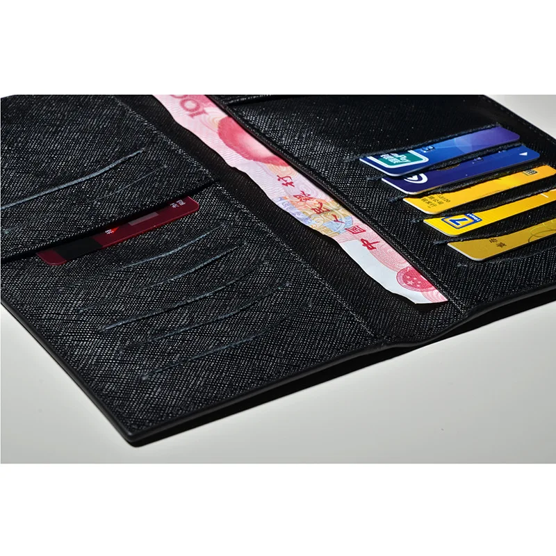 

Thin Leather Wallet Long Korean-style Card Bit More Cross Grain Cow Leather Wallet Simple And Elegant New Style