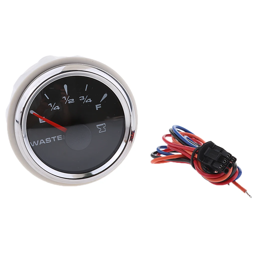 9-32V 52mm Black Dial Boat Marine Electric Sewage Water Level Gauge with Colorful Backlights
