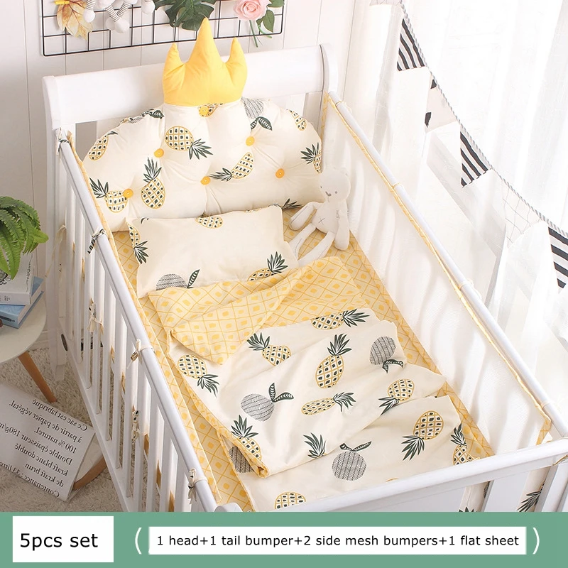 5pcs set-3 INS/Детские бамперы в форме короны для кроватки; комплект из 5 предметов; для новорожденных; для кроватки; с дышащей сеткой; хлопковые детские постельные принадлежности - Цвет: 5pcs set-3