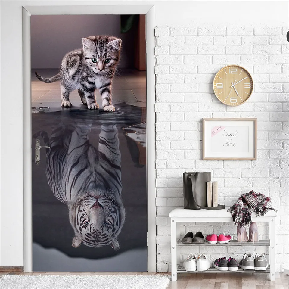 3D красивые модные обои на дверь самоклеящиеся съемные DIY домашний декор наклейки для дверей гостиной спальни обновление росписи