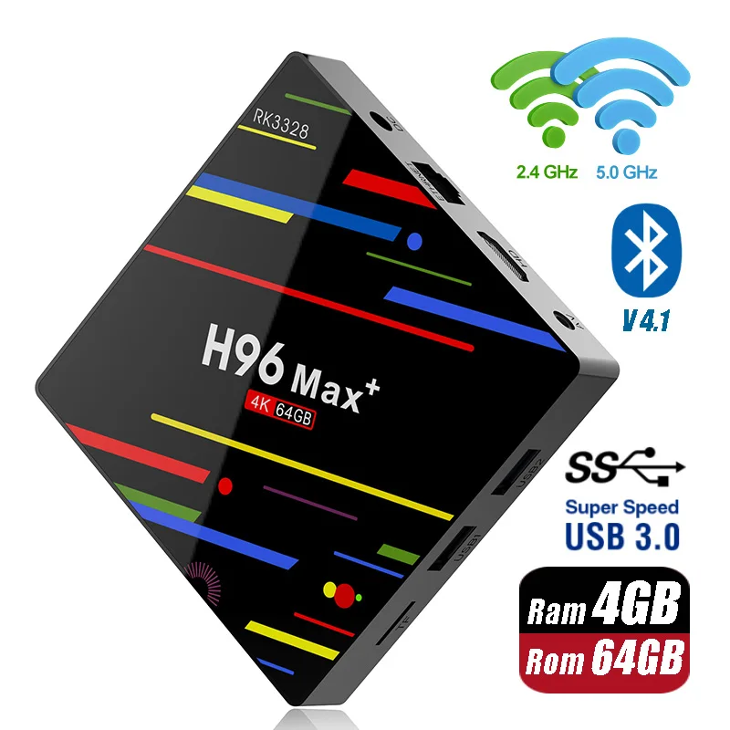 Max Plus 4G 64G H96 MAX Plus 8.1 андроид тв приставка 4K RK3328 тв бокс 4 Гб 64 Гб приставка смарт тв 2,4G/5G wifi телевизор usb 3,0 H.265 H96 MAX+ Netflix медиаплеер - Цвет: Max Plus 4G 64G