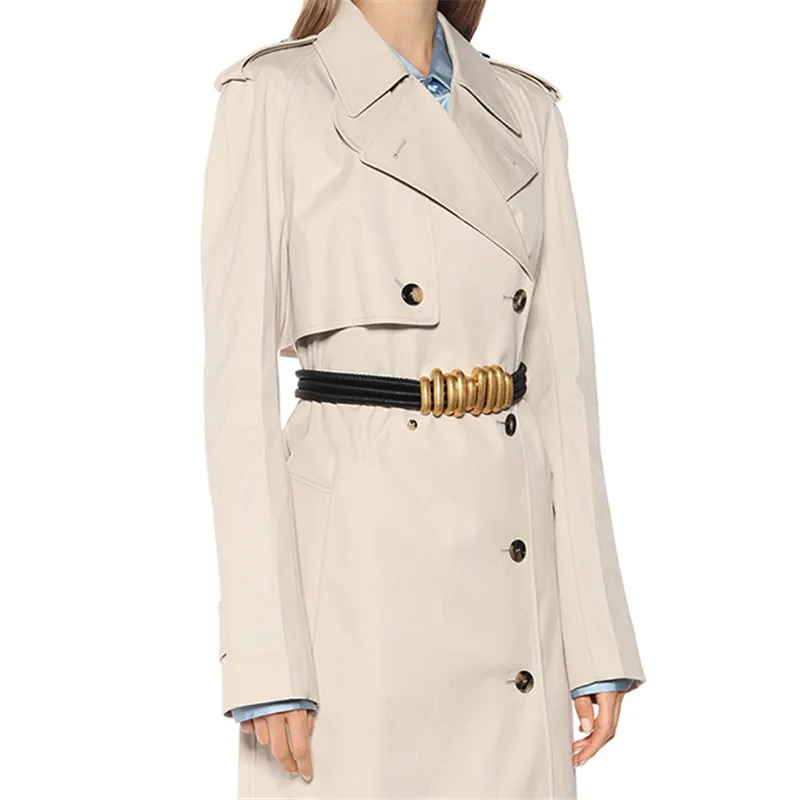 Luxury gold Buckle belt women girls Cummerbund retro vintage Waistband for coat jeans skirt black white black 2020 new