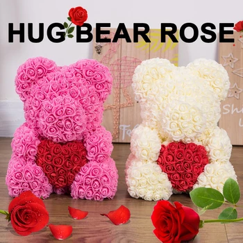 

Artificial Rose Rose Bear Lovely Romantic PE LOVE Heart-Shaped Birthday Bear Dolls Girlfriend Decorations Valentine'S Day Gift