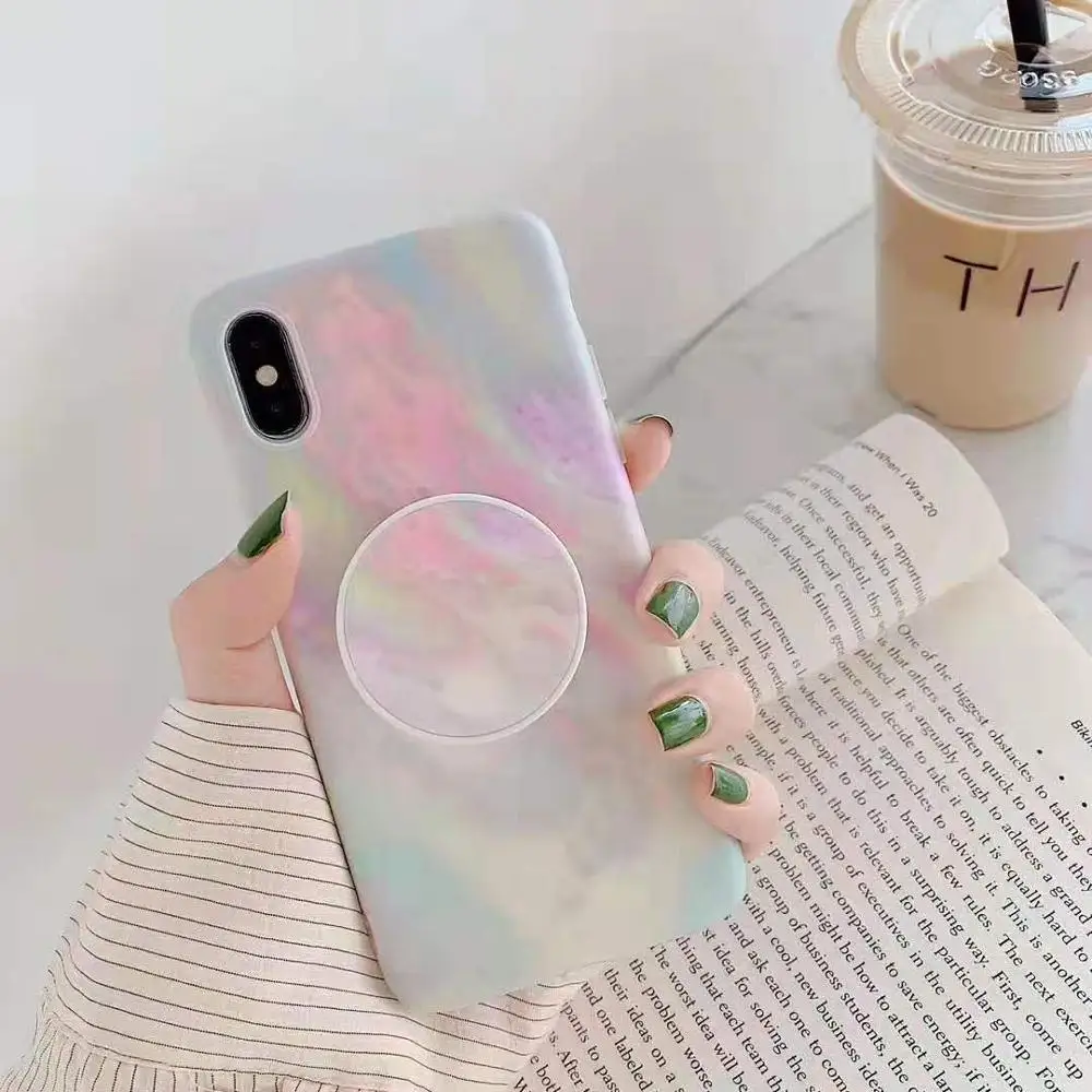 Классный цветной мраморный чехол для телефона iphone XS MAX XR X подставка держатель чехол для iphone 8 7 6 6s plus coque capa INS Корея fundas