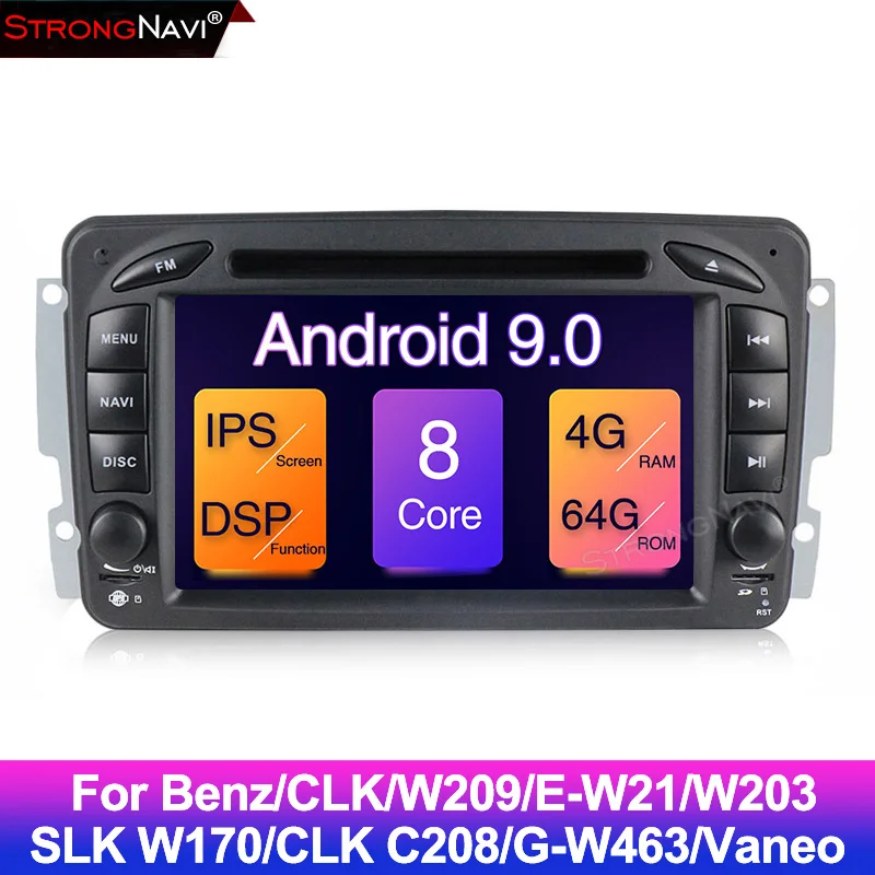 Android 9 автомобильный Радио стерео Мультимедийный Плеер для Mercedes Benz/W209/W203/M/ML/W163/Viano/W639/Vito gps навигация ips DSP 4+ 64G