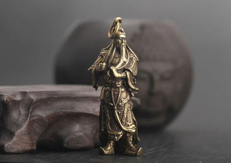 Медная Статуэтка Guan Gong украшения для дома аксессуары китайский Бог богатства фэн шуй статуэтки подвески для ключей