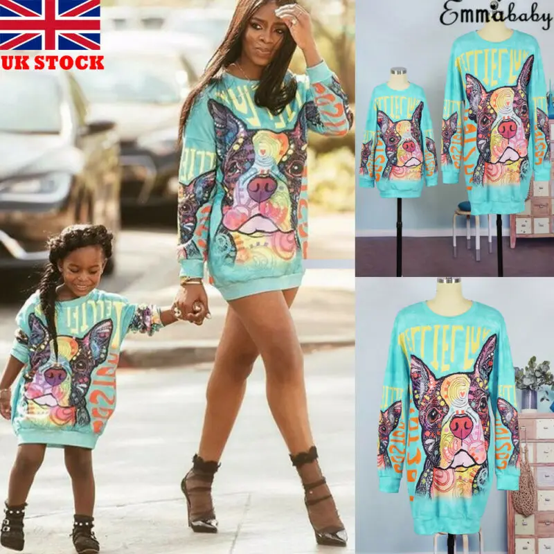 Модная одежда для мамы и дочки Осенняя Одинаковая семьи Женская мини-платье с