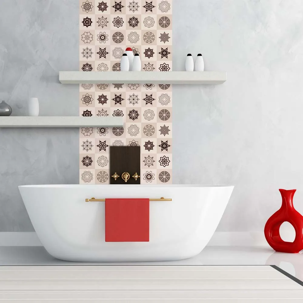 PAG Cross Border for Bohemian Decorative Pattern Wall Stickers Bathroom Adhesive Paper Waterproof Tile Stickers Self-Adhesive Ki