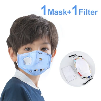 

Cotton Kids Masks PM2.5 Children Mask with Breath Valve Cartoon Face Mask for Girls Boys Warm Anti Dust Child Protective Mask