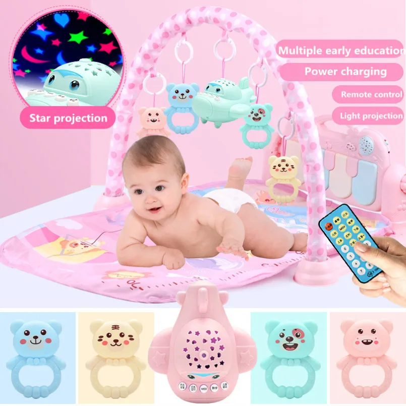 Baby Play Mat Gym Toys Gaming Carpet 0-36 Months Soft Lighting Rattles Children's Music Mat Blue Pink Baby Gifts Educational Toy