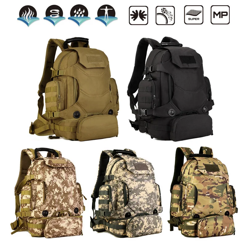 40л Открытый Рюкзак Molle 2 в 1 военный тактический рюкзак Спортивная Сумка Водонепроницаемый походный рюкзак для путешествий
