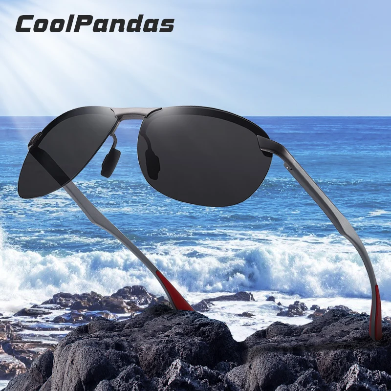 Солнцезащитные очки CoolPandas мужские в алюминиевой оправе поляризационные с