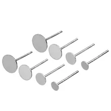 

10pcs Silver Color Earrings Bezel Fit 3mm 4mm 5mm 6mm Cabochon Stud Ear Flat Base Cup Posts Pure Silver Earring Findings