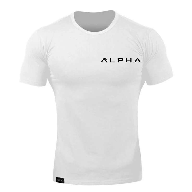 Alpha Спортивная футболка мужская хлопковая Мужская футболка для бега спортивная майка для бодибилдинга и фитнеса облегающая футболка для спортзала - Цвет: picture color