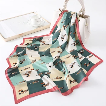 

70Cm Vierkante Zijden Sjaal Voor Vrouwen Haarband Mode Animal Print Foulard Lady Neck Sjaals Bandana Hoofddoek Sjaals En wraps