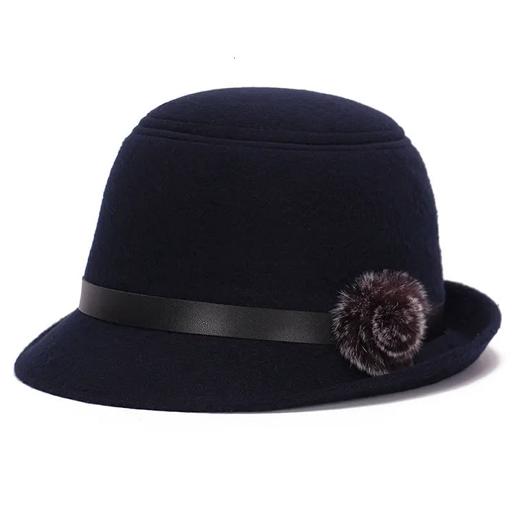 Hide blue Fedoras Женская мода джазовая шляпа лето весна черная Шерстяная кепка Уличная Повседневная танцевальная шляпа - Цвет: Hide blue