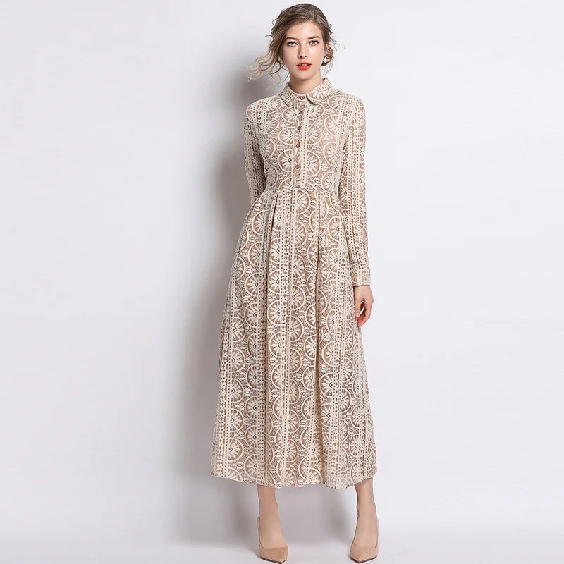 Khaki Flower Lace Abaya Dubai Turkish Muslim Dress Abayas Women Hollow Hijab Dresse Caftan Kaftan Robe Islam Clothing Tesettur Elbise - Цвет: Khaki