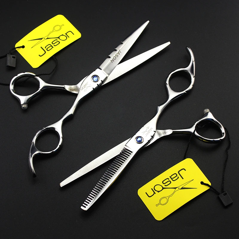 

Oloey 6 Inch Silver White Stainless Steel Glossy Barber Scissors Shears Thinning Scissors Hairdressing Hairdressing Scissors