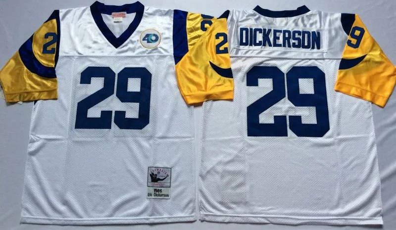 Бежевый Stitiched, Los Angel, Jack Youngblood, Eric, Marshall Faulk, Kurt Warner, Throwback для мужчин Джерси - Цвет: Бежевый
