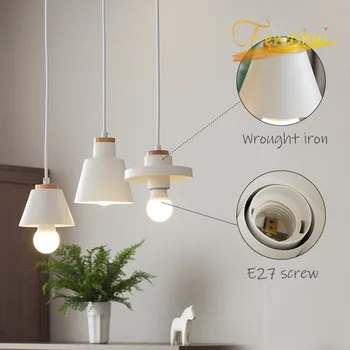 

Postmodern Wrought Iron LED Pendant Lamp Lighting Nordic White Deco Pendant Lights Bedroom Living Room Kitchen LOFT Lamp Hanging