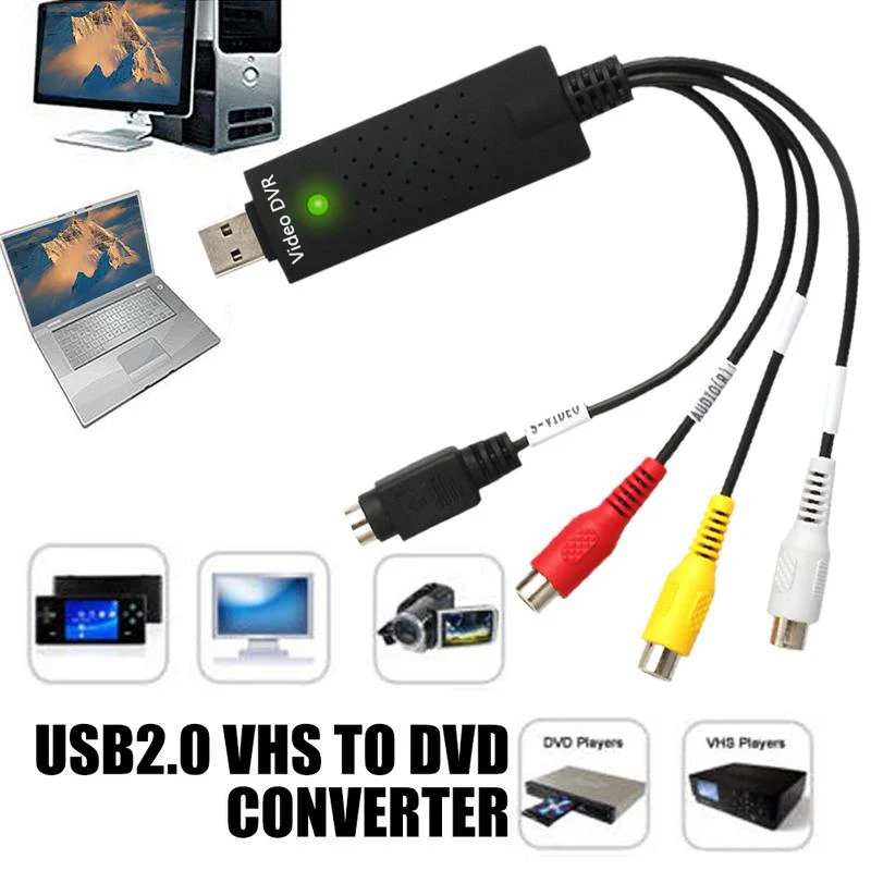 Usb 2.0 ao vídeo audio do av s do adaptador de captura da tevê dvd vhs dvr para windows