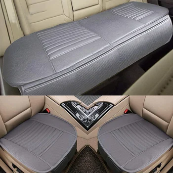 

Car Seat Cover Breathable Cushion Pad Mat for Vehicle Supplies Leather(Gray-Back Row 58.3 Inch x 18.9 Inch)