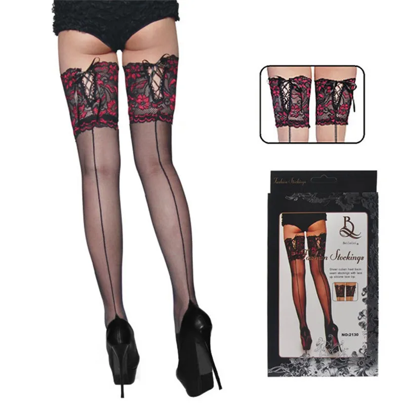 Fashion Women Hollow Out Stockings Print Sexy Lingerie Lace Splicing Panty Free Size Stockings Hot Sale 30N21