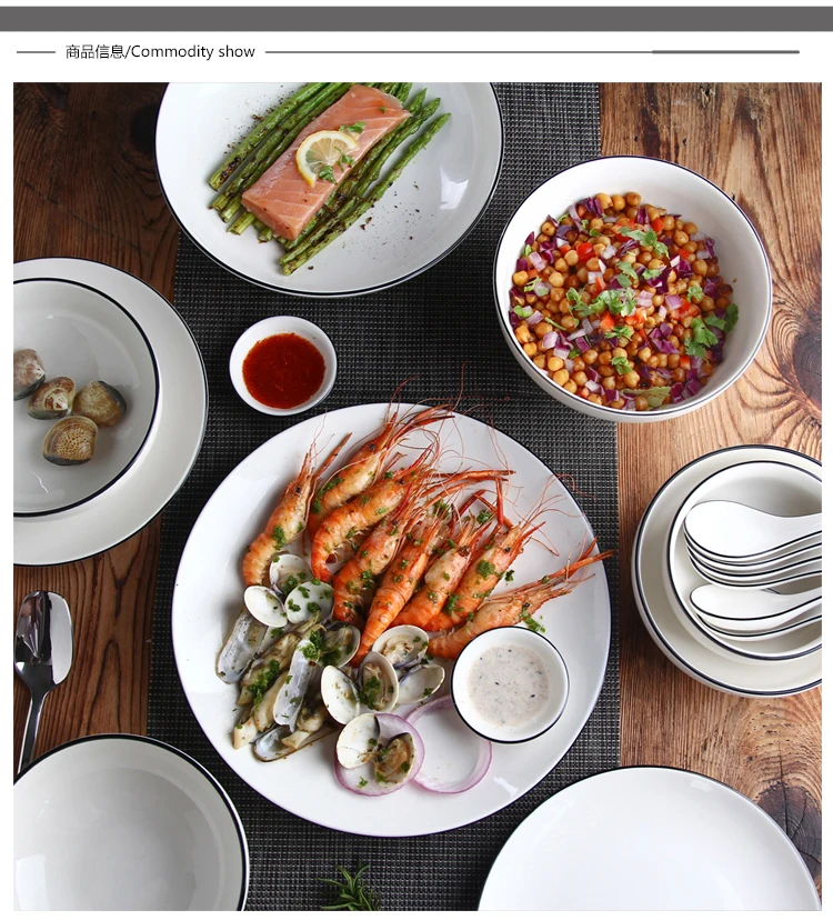 Mu cheng Household Ceramics Bowl Dish& Plate Tableware Set Chinese Style Quality Restaurant Kitchen Household New Bone China Si