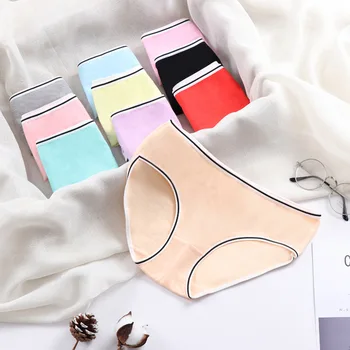 

Women's Cotton Briefs Ladies Panties Mid-rise Underwear Simple Solid Color Breathable M-XXL Underpants
