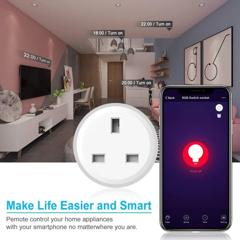 Умная вилка Wifi умная розетка умная жизнь приложение Великобритания вилка Alexa Google Home Mini IFTTT