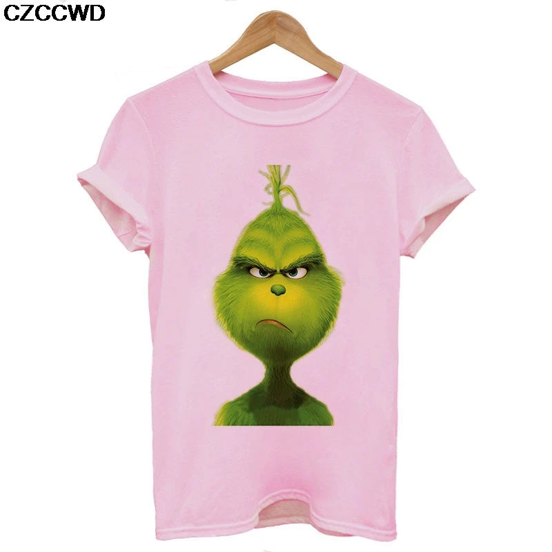 Poleras Mujer De Moda,, белая футболка, Harajuku, модная, Grinch, веселая, Рождественская футболка, для отдыха, уличная одежда, женская футболка, топы