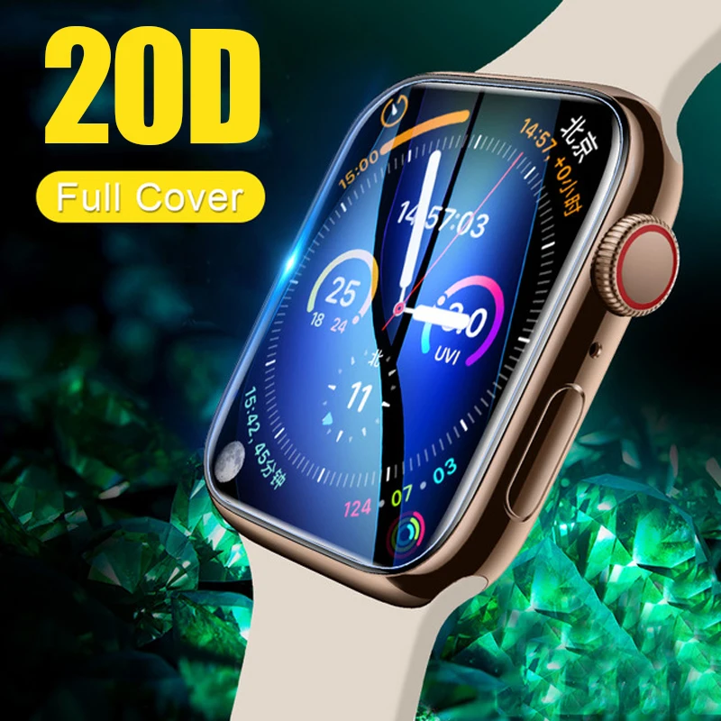 

20D Curved Edge Tempered Glass On The For Iwatch 1 2 3 4 Screen Protective Glass For Apple watch 38 40 42 44 mm Protector Film