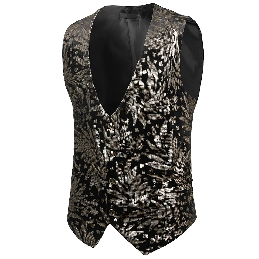 AliExpress Night Club Style Casual Vest-Style Bronzing Printed Waistcoat Single Breasted Waistcoat SV05