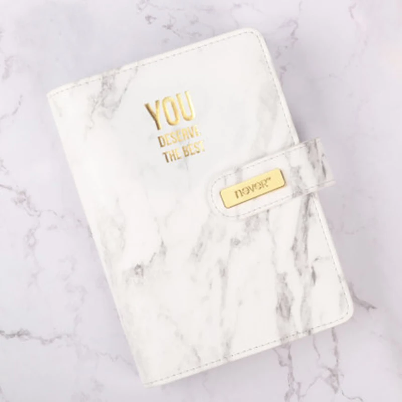 marble Grain PU Loose-leaf spiral Office Notebook Planner Diary Golden 6 holes ring binder Notepad Double buckle design Gift Box marble Grain PU Loose-leaf spiral Office Notebook Planner Diary Golden 6 holes ring binder Notepad Double buckle design Gift Box