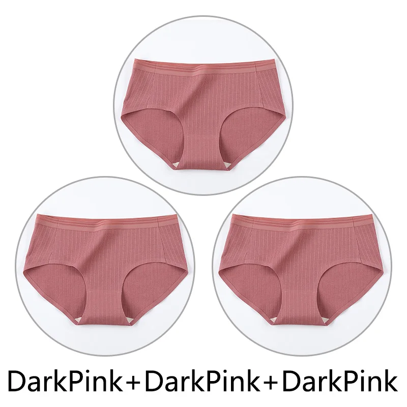 DarkPink X 3 3 шт. нитки жаккардовые процесс дышащие трусики женские сексуальные хлопковые шорты Бесшовные мягкое нижнее белье m-xl девушки нижнее белье - Цвет: DarkPink X 3