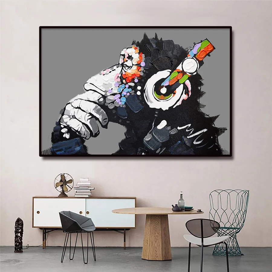 Художник уличное искусство картина маслом обезьяна холст живопись абстрактная
