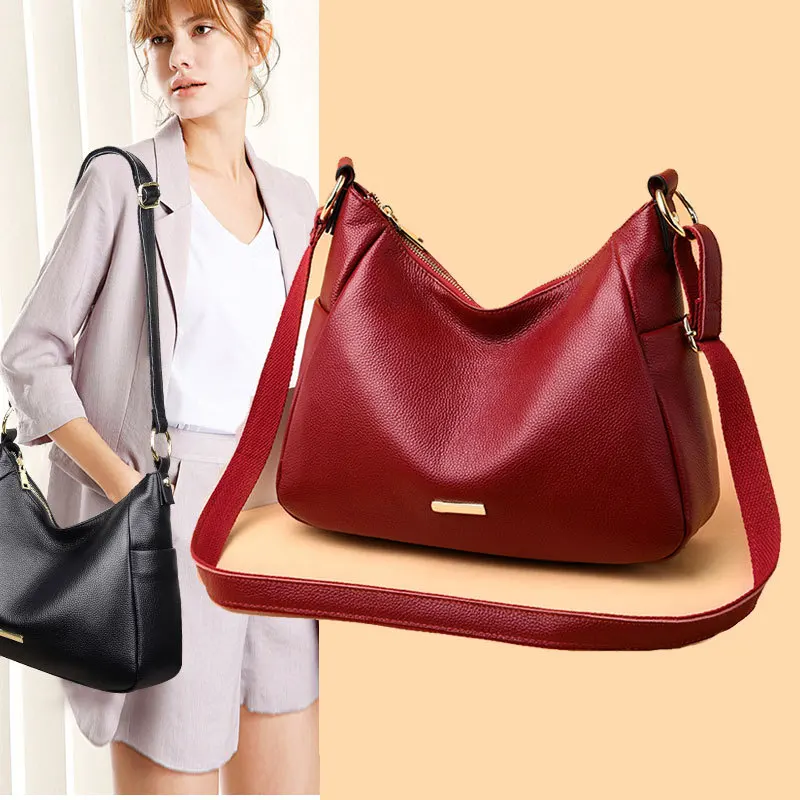 

Europe And America Style Simple Versatile Mommy Bag Middle-aged Genuine Leather Fashion New Style 2019 Full-grain Leather Crossb
