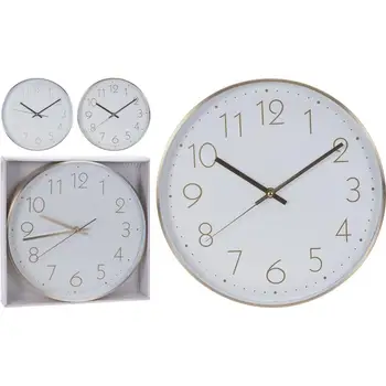 

Watch wall. Manufactured in METAL and glass closing the watch and protegiendolo. Copper Color. Dimensions diameter 31cm.