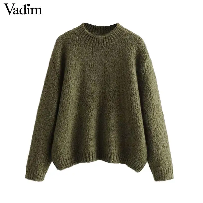 Vadim женские шикарные базовые однотонные свитера с круглым вырезом и длинным