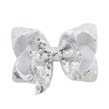 Лидер продаж 4-дюймовый Средний блесток композиционных материалов с бантом фирма JOJO Bow Детский жакет из денима для девочки; Головные уборы и заколка для волос, 912