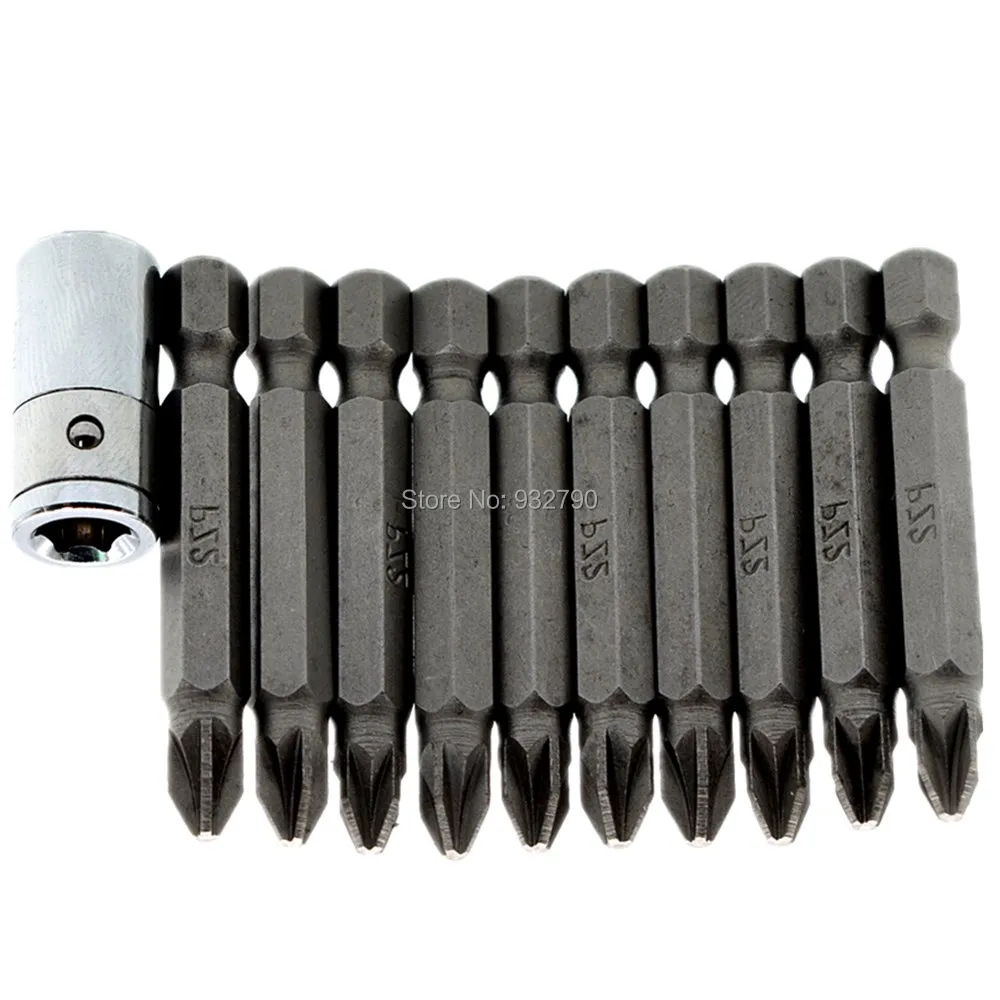 

1/4" Drive to 1/4" Hex Adaptor & 10x PZ2 50mm Pozi Screwdriver Bits Power Screw Driver Screwdriver Drill Bit Bits Set Magnetic