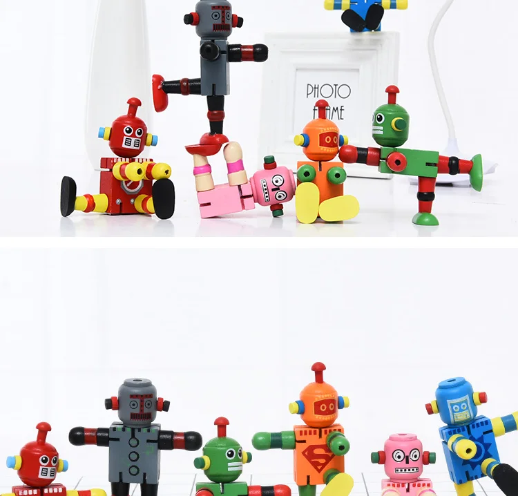 Креативный деревянный гибкий робот Детский развивающий мальчик мультфильм трансформация девочка ребенок Милая модель игрушки