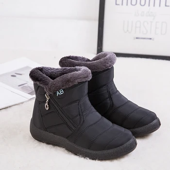 

Dihope Snow Boots Women Shoes Warm Plush Fur Ankle Boots Winter Female Slip On Flat Casual Shoes Waterproof Ultralight Footwear