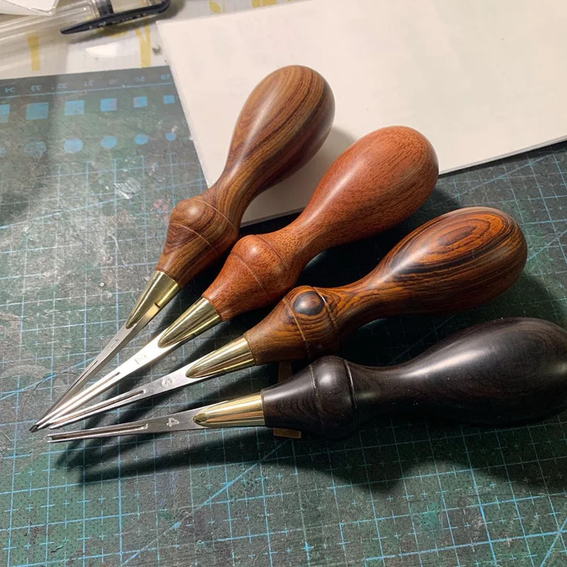 Нож для резки кожаных кромок с деревянной ручкой ручной работы триммер фасок