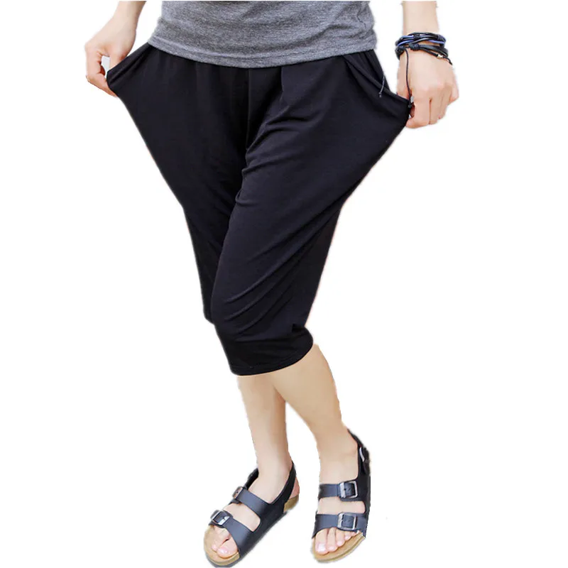 Harem Pants Women's Summer Large Size Elastic Waist Big Pocket Bermuda Breeches Plus Size 5x 6xl Loose Mom Capris Trousers Harem Pants Women's Summer Large Size Elastic Waist Big Pocket Bermuda Breeches Plus Size 5x 6xl Loose Mom Capris Trousers