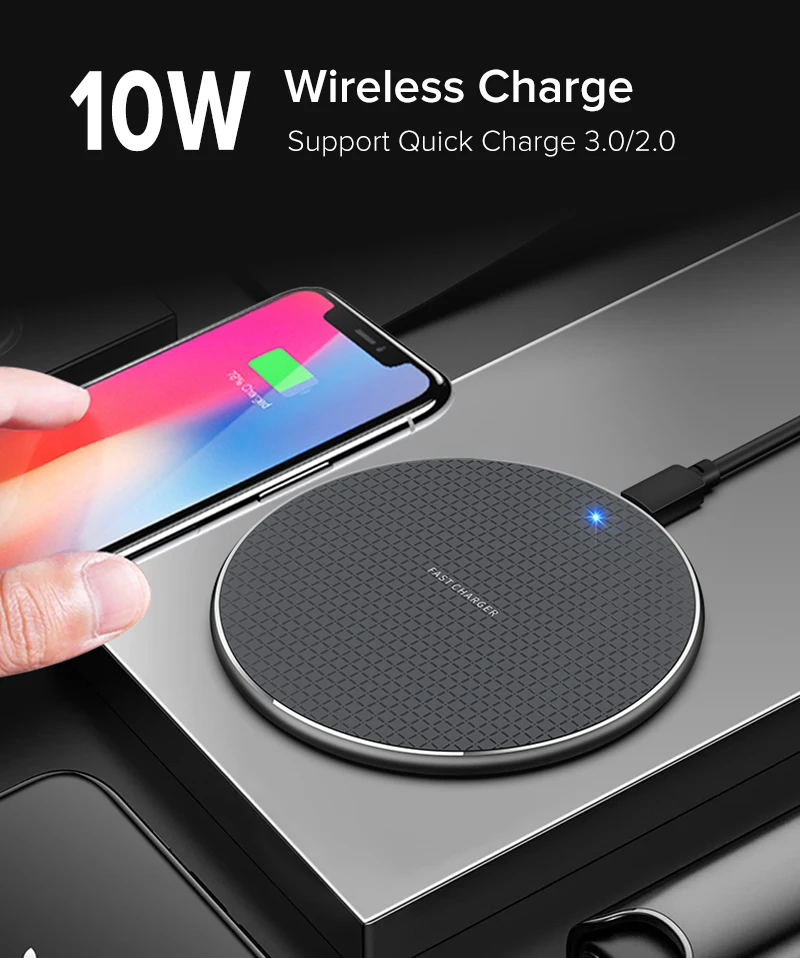 10 Вт Быстрое беспроводное зарядное устройство для iPhone 11 Pro XS Max XR X 8 Plus Qi Беспроводное зарядное устройство Быстрая зарядка для samsung S8 S9 huawei