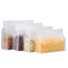 50pcs/Lot Frosted Transparent Plastic Bags Heat Seal Zip Lock Stand-Up Pouches Reusable Resealed Food Storage Bag